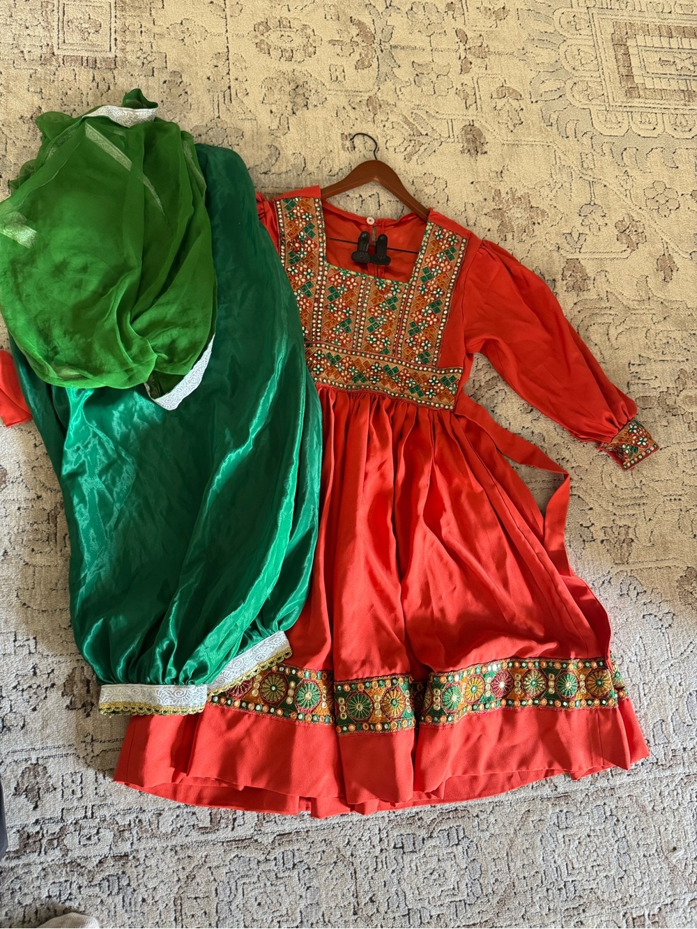 Afghan Traditional Dress in Orange